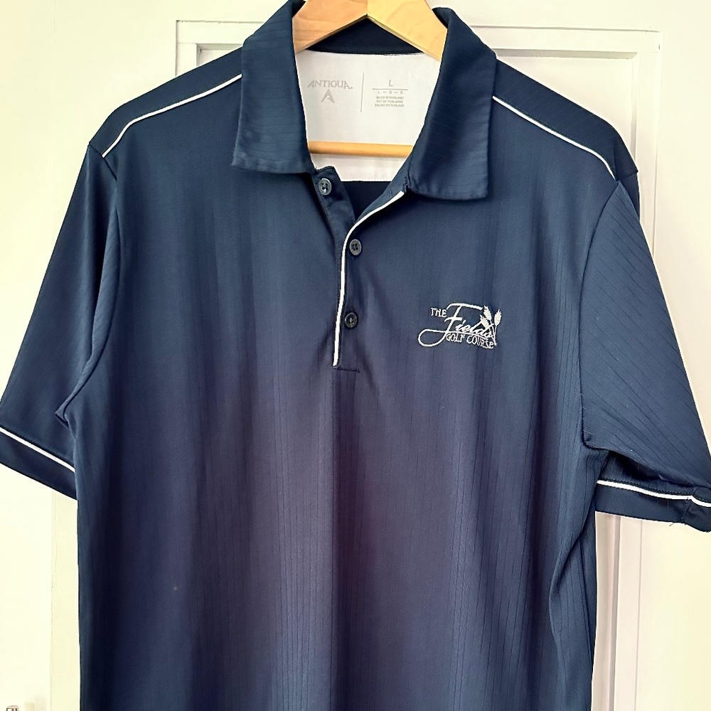 The Fields Golf Course Men's Short Sleeve Performance Polo - Size L - Navy Blue⛳